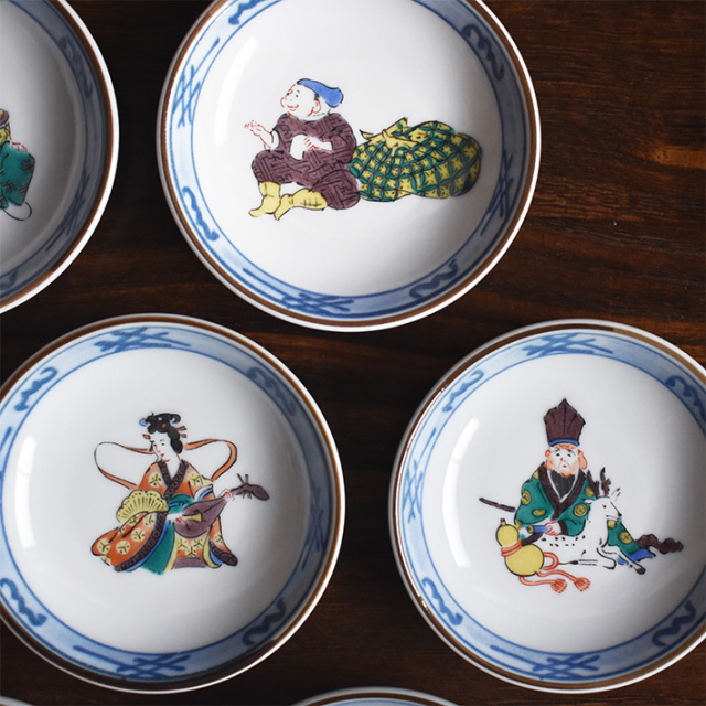 豆皿 7枚セット（ 径約 9cm ） 七福神【アウトレット】 九谷焼専門店