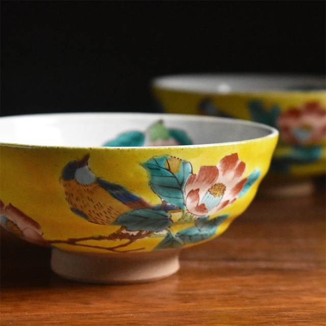 夫婦茶碗 吉田屋椿に鳥