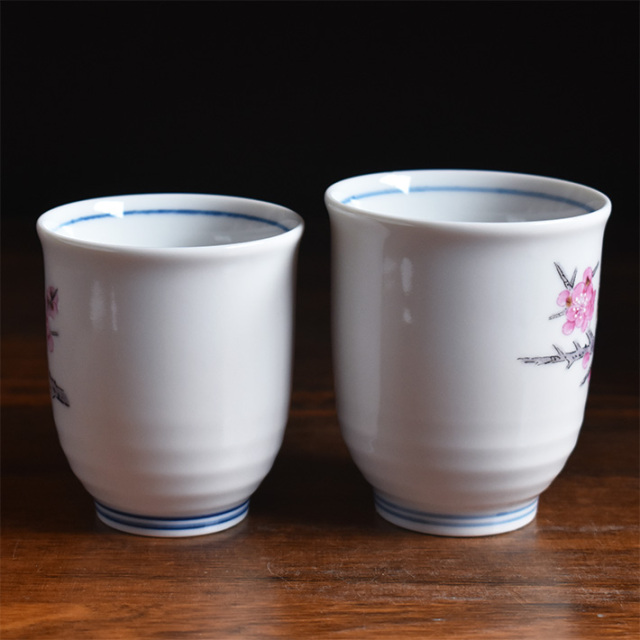 九谷焼 ペア湯呑みポット急須セット（茶こし 網付き） すずめ