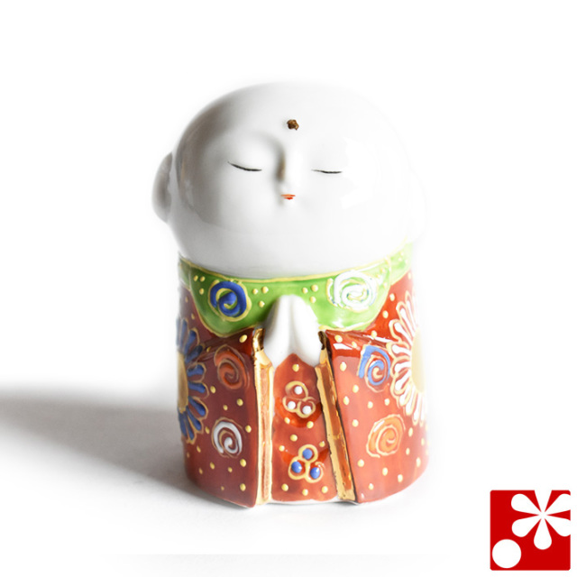 九谷焼 小さな守苦福 お地蔵様 赤茶盛（高さ8cm）（kome-16）