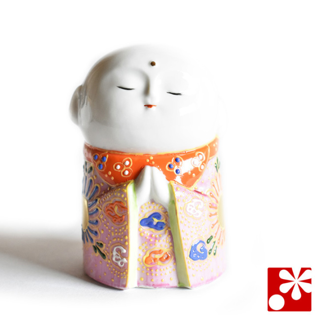 九谷焼 守苦福 お地蔵様 ピンク盛（高さ9cm）（kome-24）