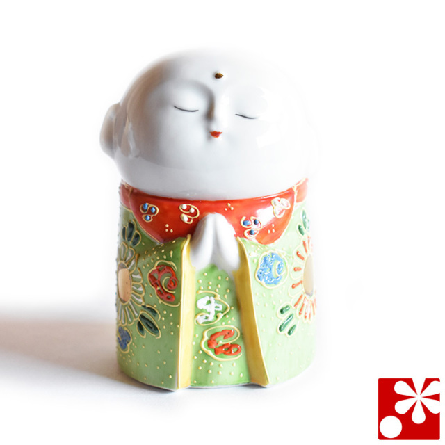 九谷焼 守苦福（祝福）お地蔵様 黄緑盛