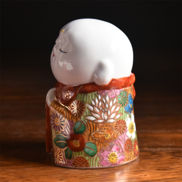 限定３【最強恋愛運】【九谷焼】豆地蔵 九谷焼 3号 お地蔵様 金花詰