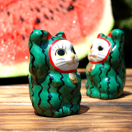 非売品】ちび招き猫ちゃんセット スイカぐるみ 九谷焼専門店 和座本舗