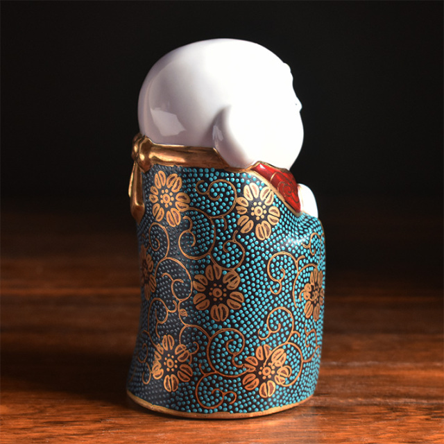 九谷焼 4.5号 お地蔵様 青粒