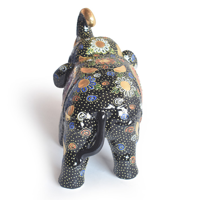 九谷焼 凸盛コレクション 象 黒盛