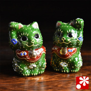九谷焼 ちび招き猫シリーズ みどりの猫（chibineko-green）