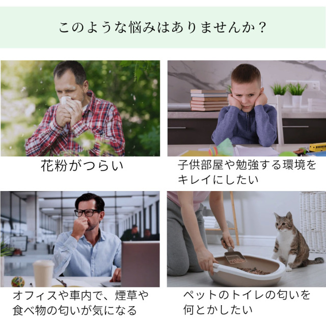 ポータブル空気清浄機 Hale 高性能Wフィルター採用 充電式 花粉