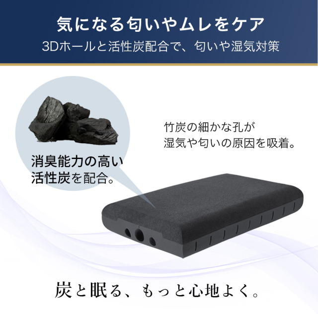 3D無重力枕 SUMIMIN 炭眠 活性炭配合 頸椎サポート枕 NASA開発衝撃吸収
