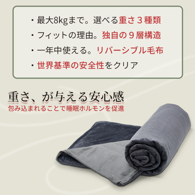 サンデージャポンで紹介 ハグブランケット 炭眠 ブランケット 加重