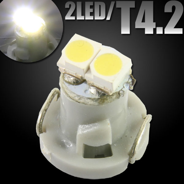 T4.2 2連 SMD LED バルブ エアコンパネル球 メーター球 ホワイト　1個
