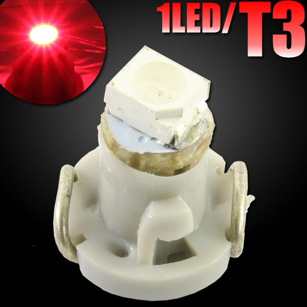 T3 SMD LED バルブ エアコンパネル球 メーター球 レッド 1個