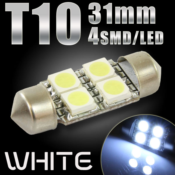T10×31mm 4連 SMD LED　バルブ ホワイト1個