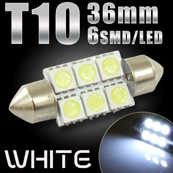 T10×36mm 6連 SMD LED　バルブ ホワイト1個