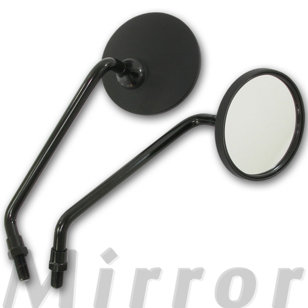 汎用 ロングステム ラウンドミラー 丸型ミラー ロングステー マットブラック 取り付けネジ10mm 左右セット つや消しブラック