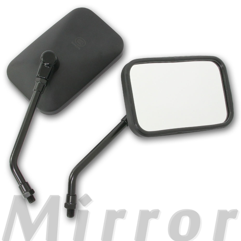 汎用 スクエアミラー 角型 ショートステーミラー マットブラック 取り付けネジ10mm 左右セット つや消しブラック