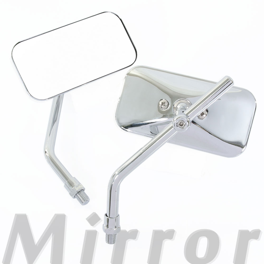 汎用 スクエアミラー 角型 クローム メッキ 左右セット 10mm 正ネジ バイク バイクミラー オートバイ ミラー カスタム パーツ