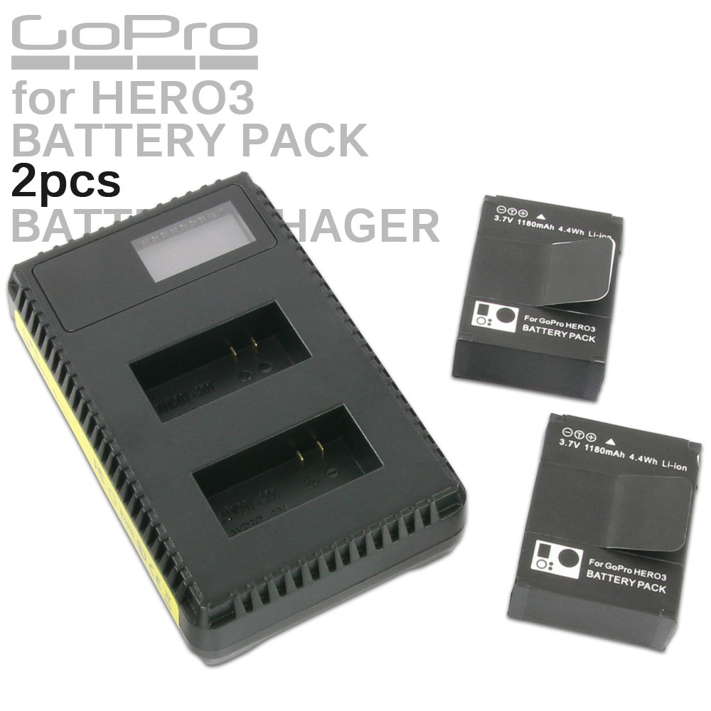 Gopro Hero3 Hero3 用 リチウムイオン バッテリーパック 2個 Usb充電器 セット 互換 Ahdbt 201 Ahdbt 301 302