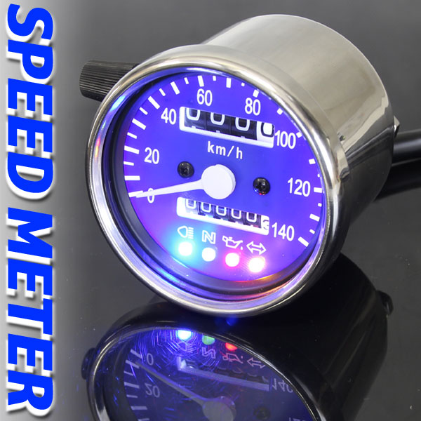 バイク用 140km H 機械式 Led スピードメーター 60パイ ブルー