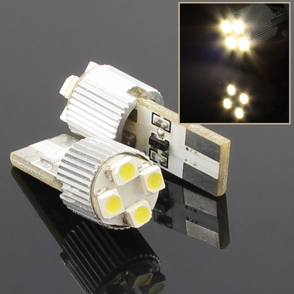T10 ウエッジ球タイプ 球切れ警告灯キャンセラー付 4連【3000ケルビン】LEDバルブ ホワイト 2個セット