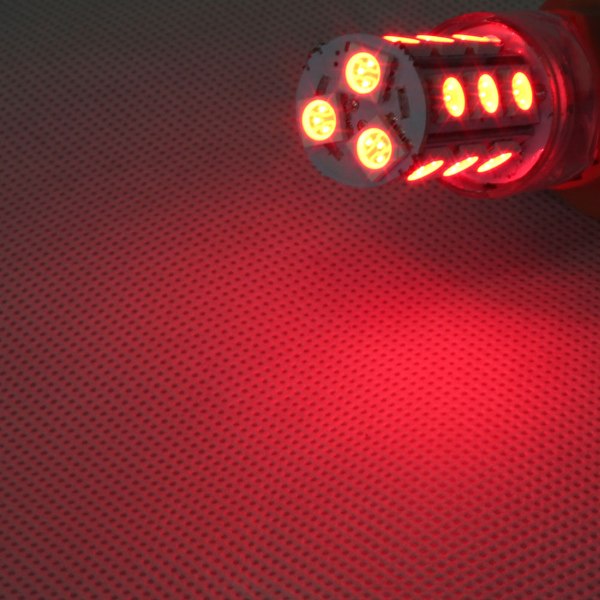 18連 SMD LED バルブ レッド S25/G18 BA15s 口金 ダブル球 2個セット