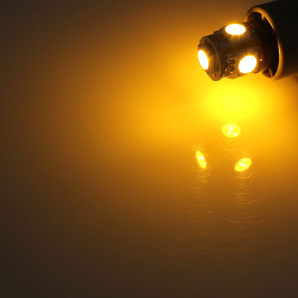 5連 SMD/LEDバルブ BA9S G14 オレンジ アンバー 口金 2個セット