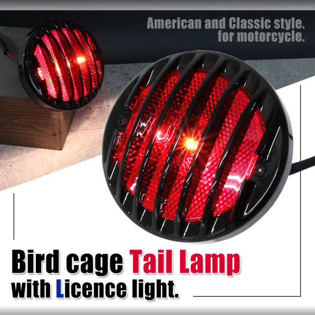 バードケージテールランプ 12V 21/5Wブレーキランプ ナンバー灯付 汎用 バイク オートバイ カスタム 交換 電灯 アメリカン チョッパー 車用ブレーキテールライト 12V 18 LED ユニバーサル オートバイ ブレーキ ナンバープレート フレキシブル ストリップ ター