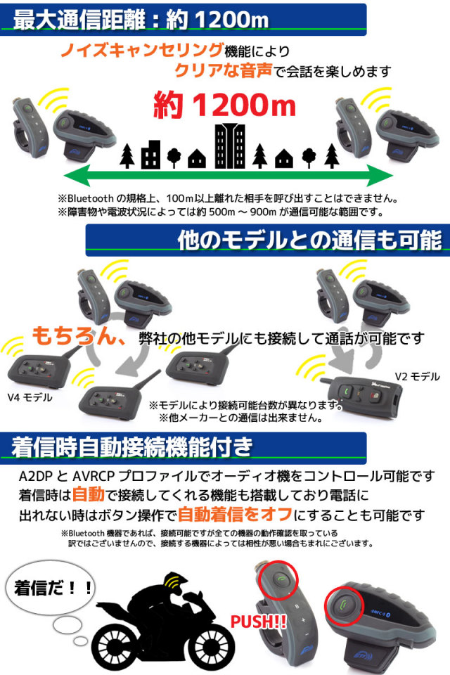 Bluetooth対応 インカム 【V8/1台】