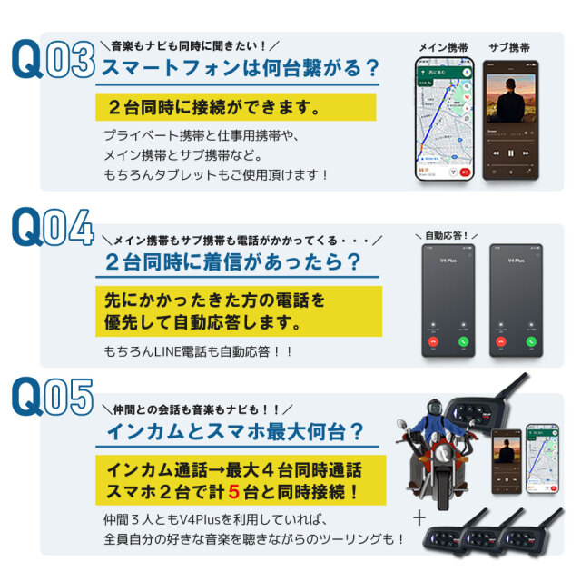 ❤2台セット❣最大6人同時通話OK★スマホGPSナビも使え超便利♪❤インカム インカム バイク デュアルコア V4Plus 音楽 ナビ 2回線 ワイヤレス