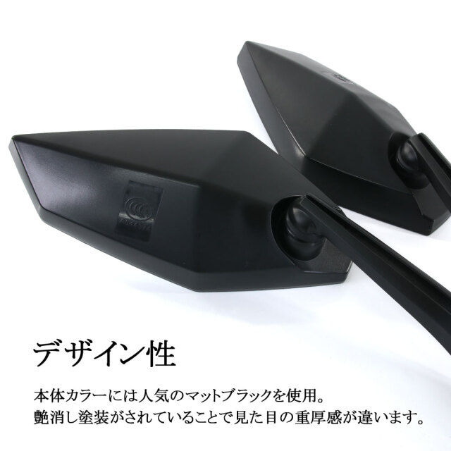 カスタムミラー ブラック 角型 汎用 10mm 8mm 左右セット 正ネジ 逆