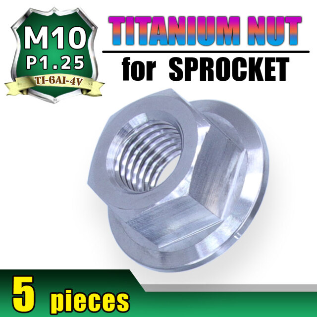 Titanium Sprocket Nuts M10x(1.25mm) Drilled Pack x6 | Pro-Bolt アールアンドジー(R&amp;G) チタンスプロケットナット M10X1.5 5PCS RG-RGN03TI/5
