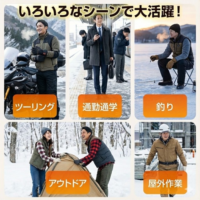 電熱ベスト Lサイズ グラフェン採用 アルミ保温シート内蔵 2WAY給電