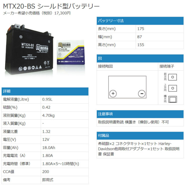 【Koro】ご注文品 SUPER NATTO バイク バッテリー H_STX20-BS YTX20-BS SVR20