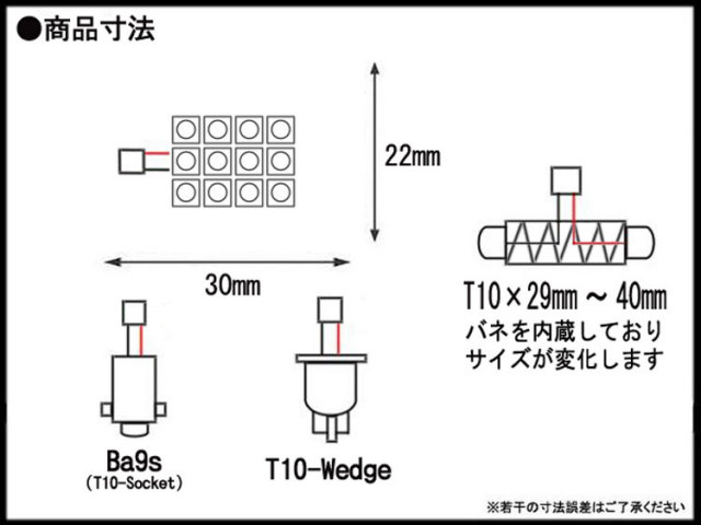 SMD-LED　ルーム球　サイズ