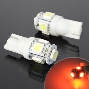 5連 SMD/LEDバルブ T10 オレンジ ウェッジ球 2個セット