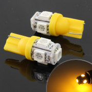 5連 SMD/LEDバルブ T10 イエロー ウェッジ球 2個セット