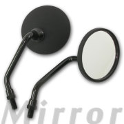 汎用 ショートステム ラウンドミラー 丸型ミラー ショートステー マットブラック 取り付けネジ10mm 左右セット つや消しブラック