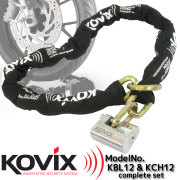 KOVIX アラーム付パッドロック＆チェーンロックセット1.5m 防犯 盗難防止 イタズラ防止 セキュリティ バイク オートバイ 防犯グッズ