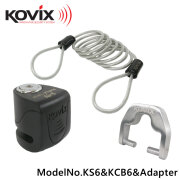 KOVIX(コビックス) アラーム付き ディスクロック KS-6 ブラック セキュリティワイヤー 150cm ディスクロックアダプター セット バイク ワイヤーロック