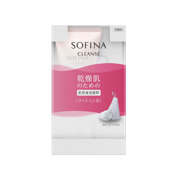 【20％ＯＦＦ】ソフィーナクレンズ　乾燥肌のための美容液洗顔料（クッション泡）　120g（泡立てネット付）