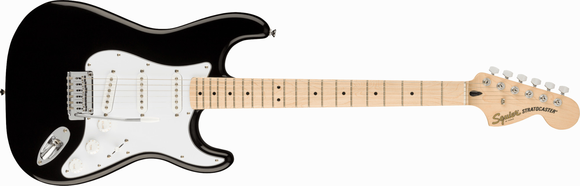 Squier by Fender《フェンダー》《スクワイヤー》 Affinity Serie  Stratocaster  Maple Fingerboard, White Pickguard, Black