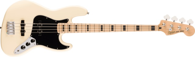 【送料無料】Squier by Fender Affinity Series® Active Jazz Bass®, Maple Fingerboard,Black Pickguard, Olympic White《フェンダー》《スクワイヤー》《ジャズ・ベース》