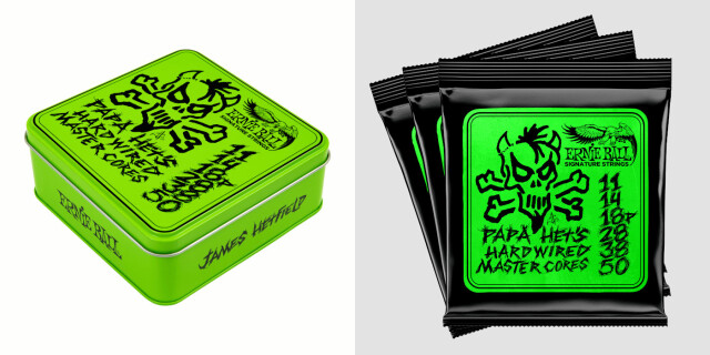 【送料込】【限定生産】ERNIE BALL《アーニーボール》 PAPA HET’S HARDWIRED MASTER CORE SIGNATURE STRING SET{METALLICA AMES HETFIELD - PAPA HET - Three-Pack Tin Box]《メタリカ》