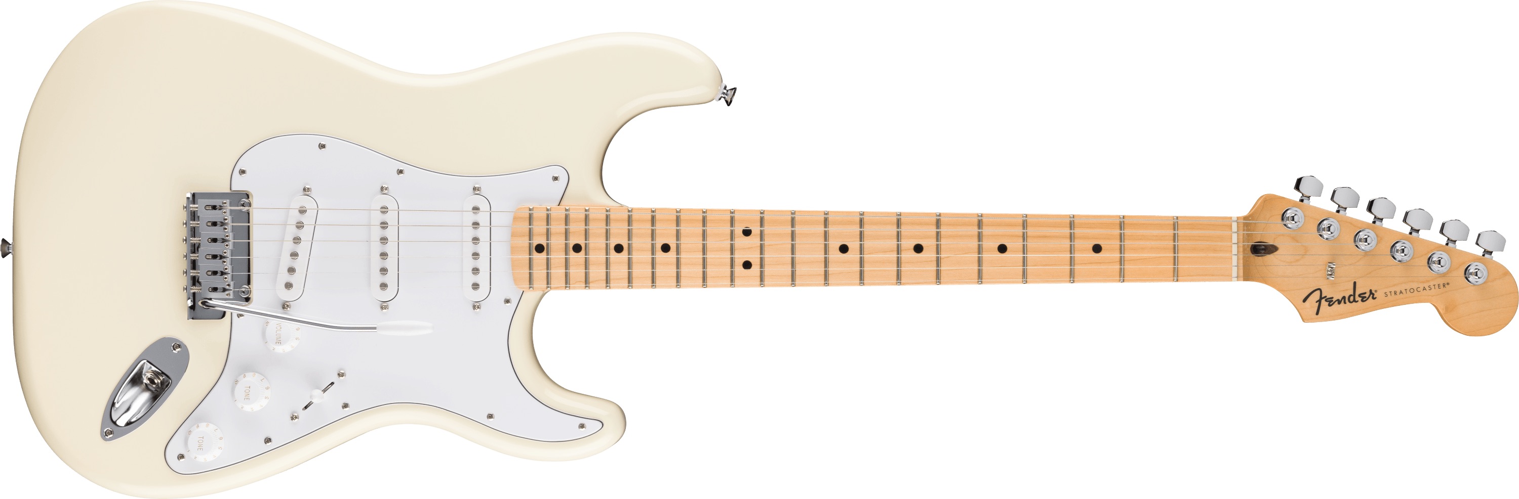 【送料無料】Fender Standard Stratcaster, Maple Fingerboard, White Pickguard, Olympic White《フェンダー》《スタンダード・シリーズ》《ストラトキャスター》