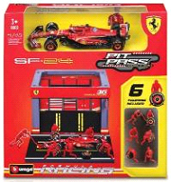 BURAGO　1/43 フェラーリ SF-24 No.16 C.ルクレール PIT PASS Set（ダイキャストカーｘ1/パドックガレージ/クルーｘ6pcs.)