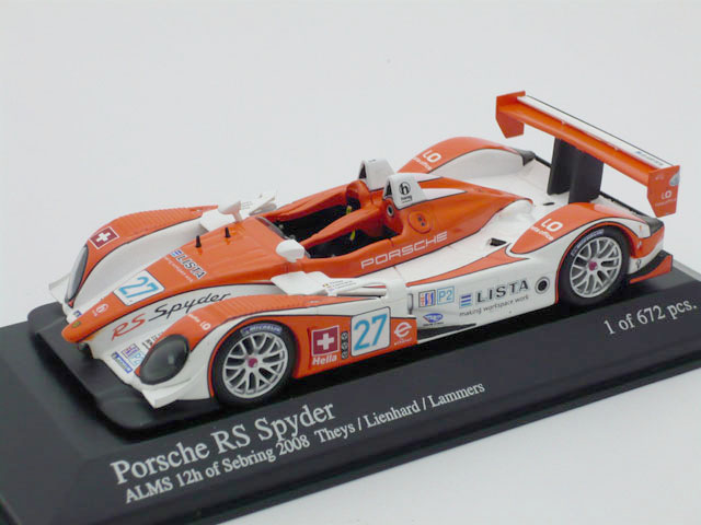 ミニチャンプス　1/43 ポルシェ RS スパイダー ALMA 12h セブリング 2008 No.27