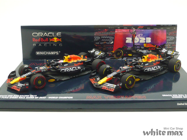 ミニチャンプス　1/43 オラクル レッド ブル レーシング BR19 M.V カタールGP 2023 & スプリントレース ワールドチャンピオン 2台セット