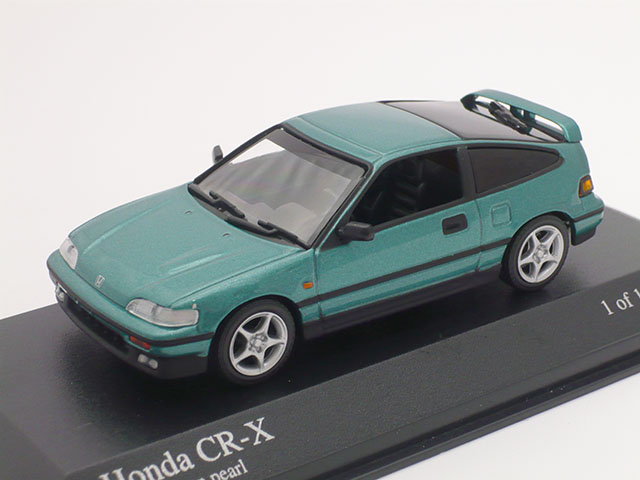 《特価品》 ミニチャンプス　1/43 ホンダ CR-X クーペ 左ハンドル 1989 (グリーンメタリック)