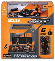 BURAGO　1/43 マクラーレン F1チーム MCL38 No.81 O.ピアストリ PIT PASS Set（ダイキャストカーｘ1/パドックガレージ/クルーｘ6pcs.)
