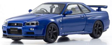 京商　1/43 ニッサン スカイライン GT-R R34 Vスペック II (ベイサイドブルー）